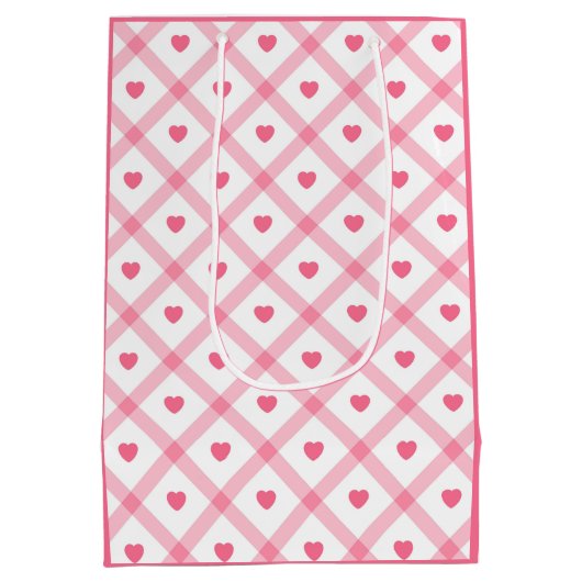 ピンクトレンディーハートヴァレンティーンズデイコレクション ミディアムペーパーバッグ (裏面)