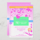 ピンクトレンディー牡丹30th誕生日ブランチ 招待状 (正面/裏面)