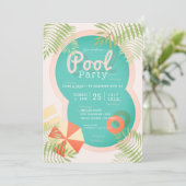 ピンクトロピカルアダルトプールパーティの招待状 招待状 (スタンド正面)