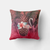 ピンクトロピカルグリッターパイナップルパーム葉ズシック クッション (裏面)