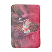 ピンクトロピカルグリッターパイナップルパーム葉ズシック バスマット (正面縦)