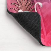 ピンクトロピカルグリッターパイナップルパーム葉ズシック マウスパッド (コーナー)