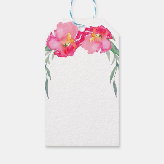 ピンクトロピカルグリーンリーフつる植物フローラアロハパーティー ギフトタグ (裏面)