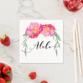 ピンクトロピカルグリーンリーフつる植物フローラアロハパーティー スタンダードカクテルナプキン (インサイチュ)