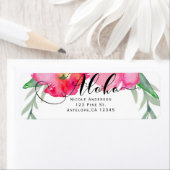 ピンクトロピカルグリーンリーフつる植物フローラアロハパーティー ラベル (インサイチュ)