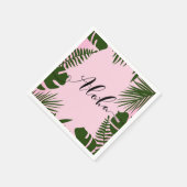 ピンクトロピカルグリーン離れビーチサマーアロハルアウ（ハワイ式宴会） スタンダードカクテルナプキン (角)