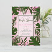 ピンクトロピカルグリーン離れブライダルシャワー 招待状 (スタンド正面)