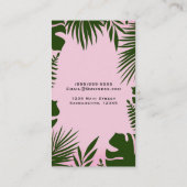 ピンクトロピカルグリーン離れボタニカルエレガントシック 名刺 (裏面)