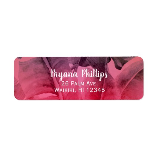 ピンクトロピカルサマーパーム葉ルアウ（ハワイ式宴会）パーティー ラベル (正面)