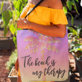 ピンクトロピカルサンセットパームツリーアイランドガール トートバッグ