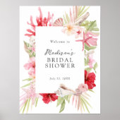 ピンクトロピカルシーシェルブライダルシャワー歓迎 ポスター (正面)