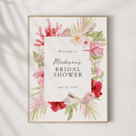 ピンクトロピカルシーシェルブライダルシャワー歓迎 ポスター