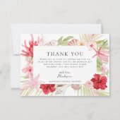 ピンクトロピカルシーシェルブライダルシャワー サンキューカード (正面)