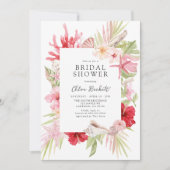 ピンクトロピカルシーシェルブライダルシャワー 招待状 (正面)