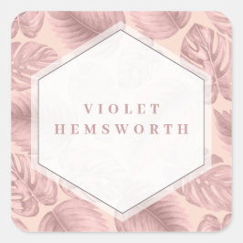 ピンクトロピカルジオメトリック スクエアシール