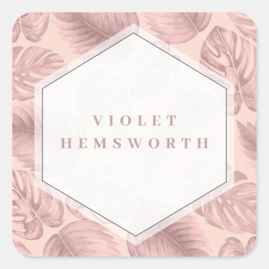 ピンクトロピカルジオメトリック スクエアシール (正面)