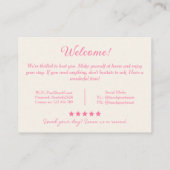 ピンクトロピカルバケーションレンタルへようこそ 名刺 (裏面)