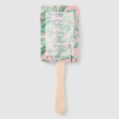 ピンクトロピカルバナナパームリーフウェディングプログラム ハンドファン (正面)