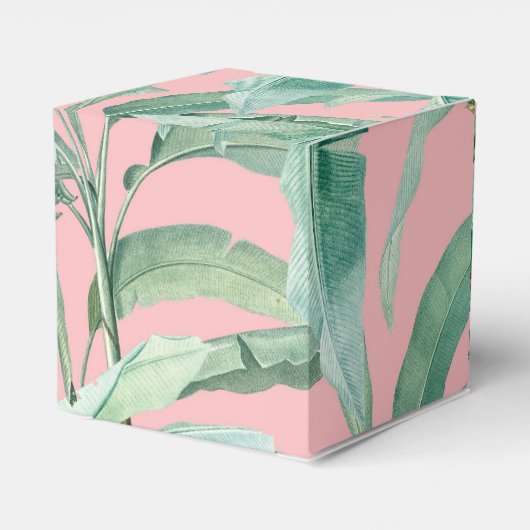 ピンクトロピカルバナナパーム葉結婚式の引き出物 フェイバーボックス (裏面サイド)