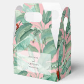 ピンクトロピカルバナナパーム葉結婚式の引き出物 フェイバーボックス (オープン)