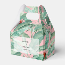 ピンクトロピカルバナナパーム葉結婚式の引き出物 フェイバーボックス