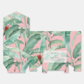 ピンクトロピカルバナナパーム葉結婚式の引き出物 フェイバーボックス (見開き)