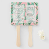 ピンクトロピカルバナナパーム葉結婚式 プログラム ハンドファン (正面&裏面)