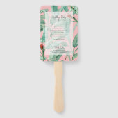 ピンクトロピカルバナナパーム葉結婚式 プログラム ハンドファン (裏面)