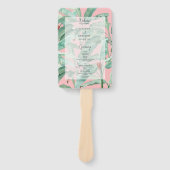 ピンクトロピカルバナナパーム葉結婚式 プログラム ハンドファン (正面)