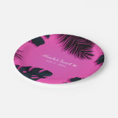 ピンクトロピカルパーム葉ルアウ（ハワイ式宴会）パーティーサマーシック ペーパープレート (アングル)