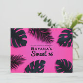 ピンクトロピカルパーム離れルアウ(ハワイ式宴会)パーティの招待状 招待状 (スタンド正面)