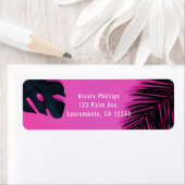 ピンクトロピカルパ葉ームパーティールアウ（ハワイ式宴会）招待状 ラベル (インサイチュ)