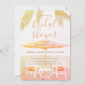 ピンクトロピカルビーチチェア ブライダルシャワー招待状 招待状 (正面)