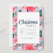 ピンクトロピカルフローラホリデーパーティー招待状 招待状 (正面)
