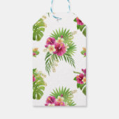 ピンクトロピカルフローラルアウ（ハワイ式宴会）誕生日ありがとう ギフトタグ (裏面)