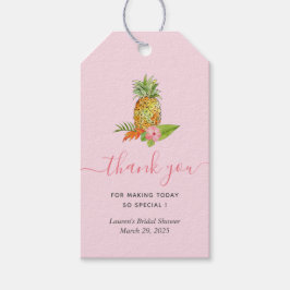 ピンクトロピカルブライダルシャワーありがとう ギフトタグ