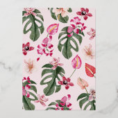 ピンクトロピカルベイビーシャワー 箔招待状 (裏面)