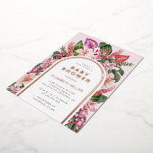 ピンクトロピカルベイビーシャワー 箔招待状 (回転した状態)