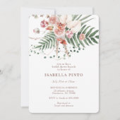 ピンクトロピカルボホフローラブライダルシャワー 招待状 (正面)