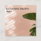 ピンクトロピカルミニマル美しいサロンスタイリスト スクエア名刺 (正面)