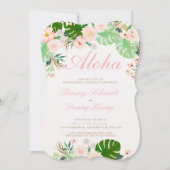 ピンクトロピカル婚約招待状 招待状 (正面)