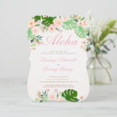 ピンクトロピカル婚約招待状 招待状 (スタンド正面)