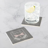 ピンクトンボ素朴イパーソナライズされたストーンコースター ストーンコースター