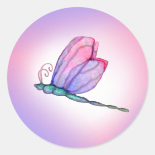 ピンクトンボDragonflyスタンプ ラウンドシール