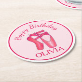 ピンクトーシューズバレエバレリーナダンス誕生日 ラウンドペーパーコースター (アングル)