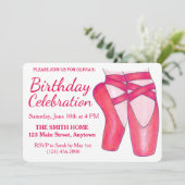 ピンクトーシューズバレエバレリーナダンス誕生日 招待状 (スタンド正面)