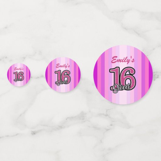 ピンクトーンストライプのグリッター コンフェッティ (正面)