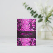 ピンクトーンレトロディスコフェイクグリッター 名刺 (スタンド正面)