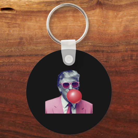 ピンクドおもしろいナルドトランプバブルガムユームティー キーホルダー (正面)