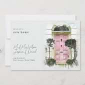 ピンクドアとホワイトウッドトレンディーの移動発表 招待状 (正面)